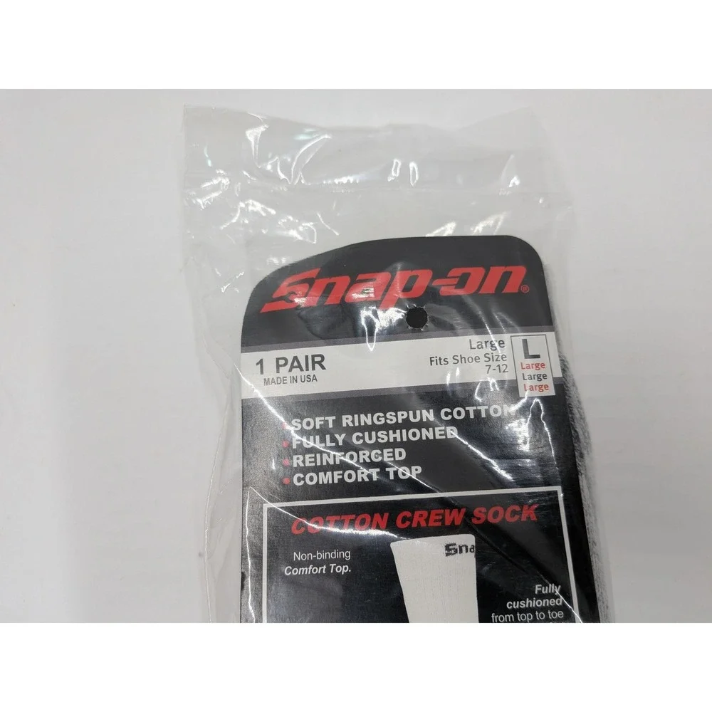 Snap-on Tools Mens Cotton Crew Socks 3 Pair Bundle Gray Cushioned Work Socks L